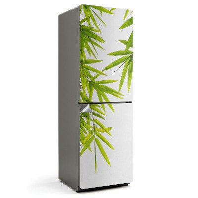 Naklejka na lodówkę Liście bambusa na białym tle