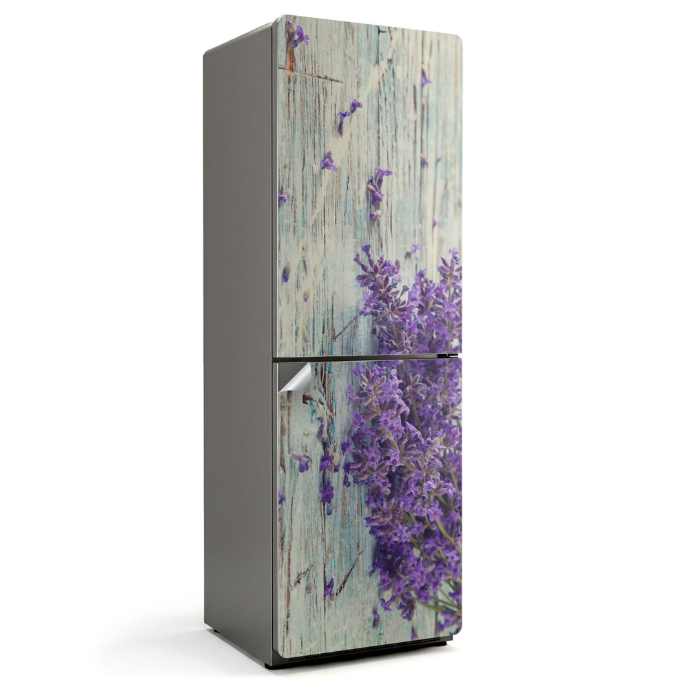 Nalepka na lodówkę Kwiaty na tle drewna