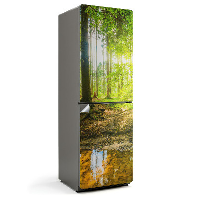 Naklejka na lodówkę Leśny krajobraz z wodą