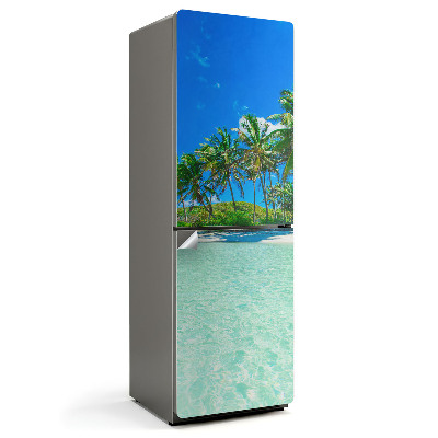 Nalepka na lodówkę Tropikalna plaża z palmami