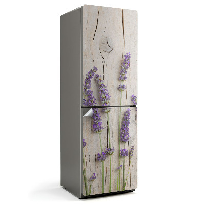 Okleina na lodówkę Kwiaty lawendy na tle drewna