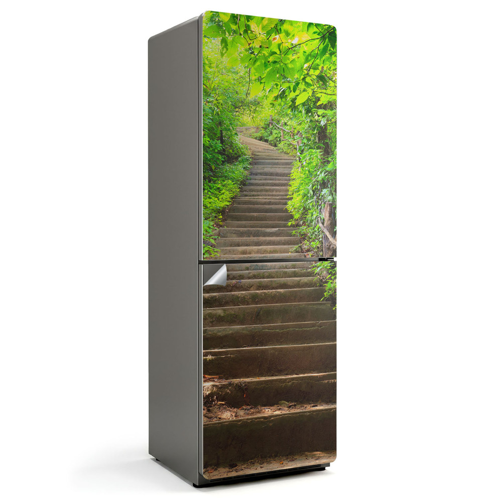 Nalepka na lodówkę Schody w zielonej scenerii