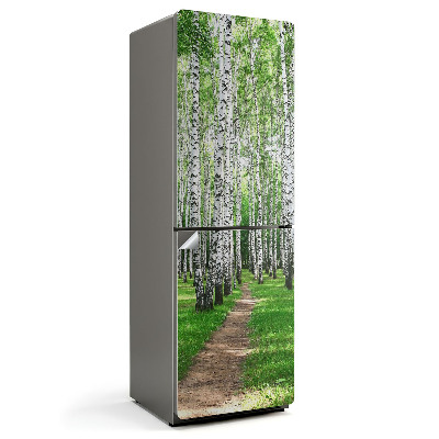 Okleina na lodówkę Aleja drzew w lesie