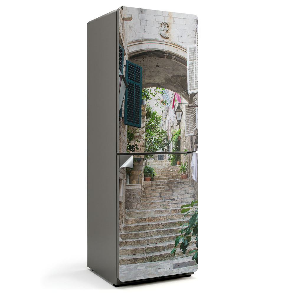 Okleina na lodówkę Urokliwa uliczka z schodami