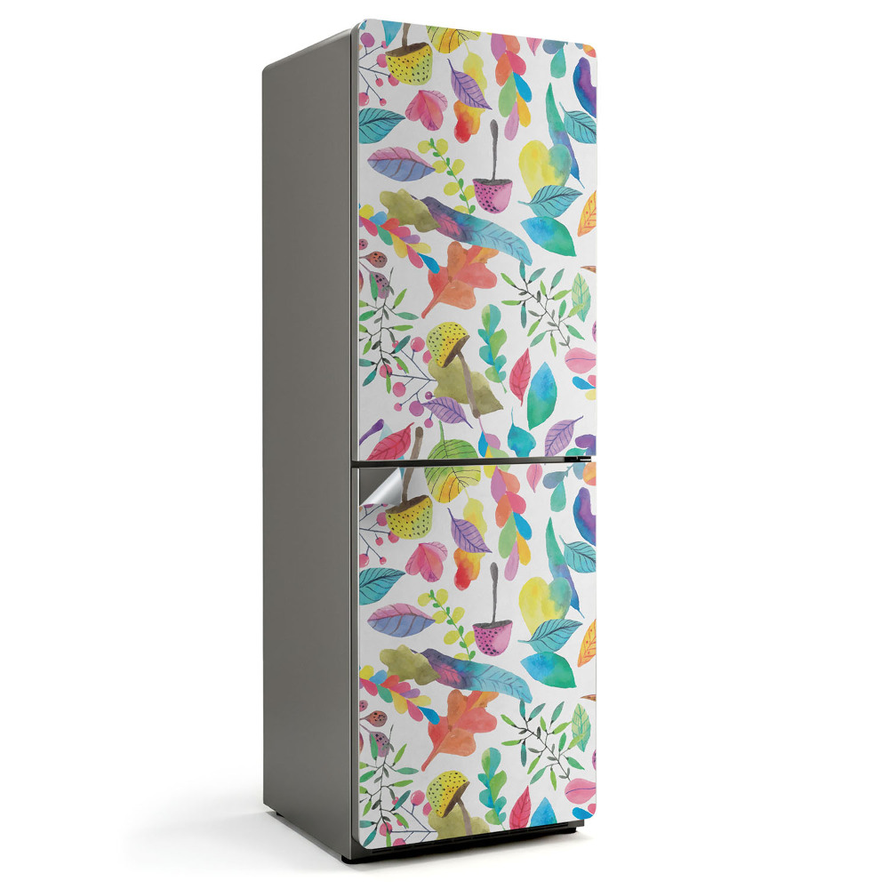 Nalepka na lodówkę Kolorowe liście i kwiaty