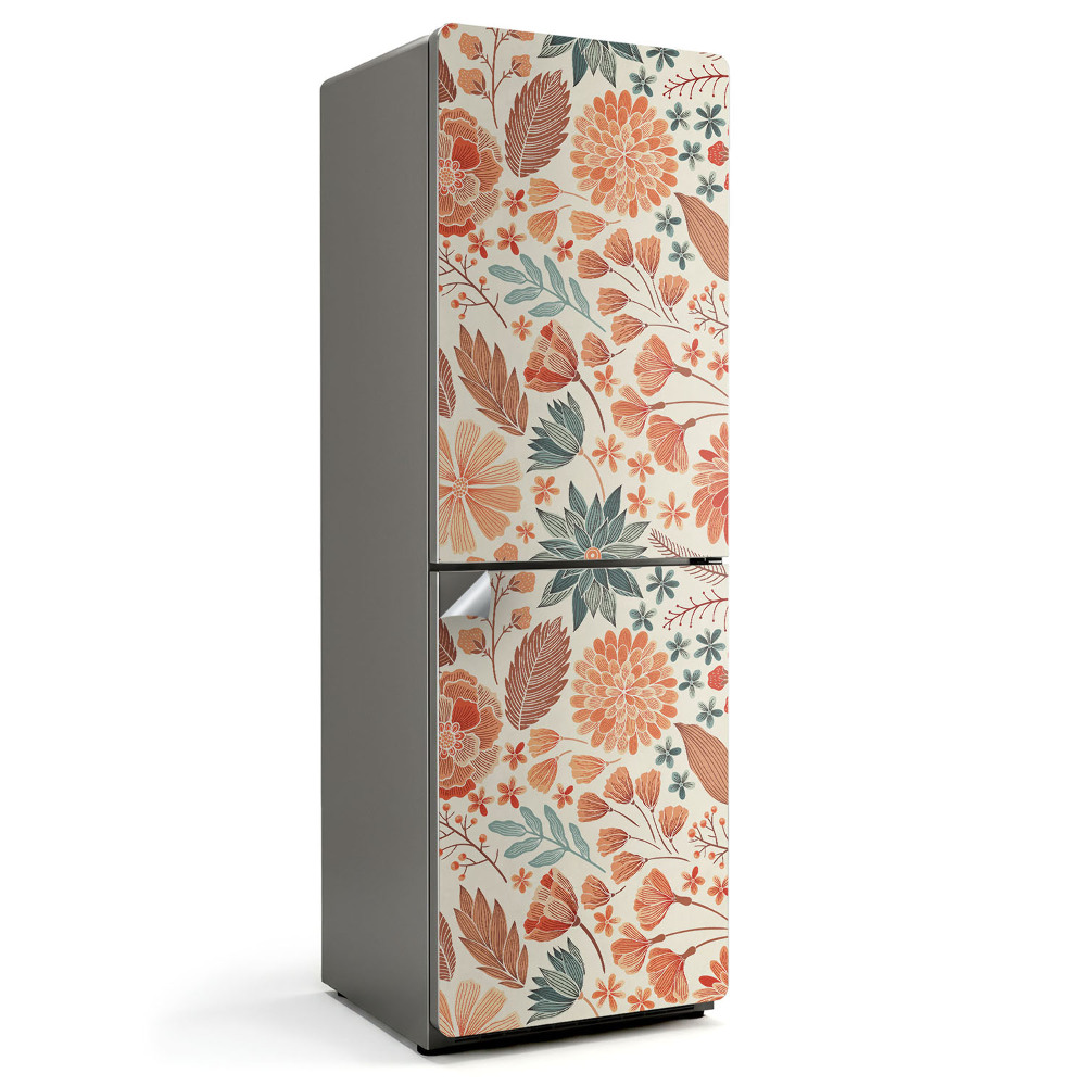 Nalepka na lodówkę Kwiatowy wzór z liśćmi