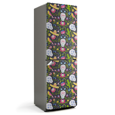 Nalepka na lodówkę Wzór czaszek i roślin