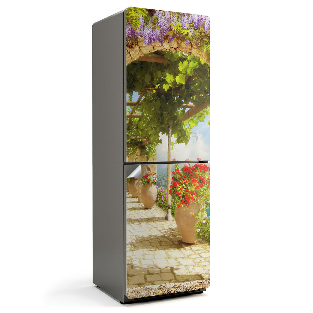 Okleina na lodówkę Urokliwy ogród z kwiatami