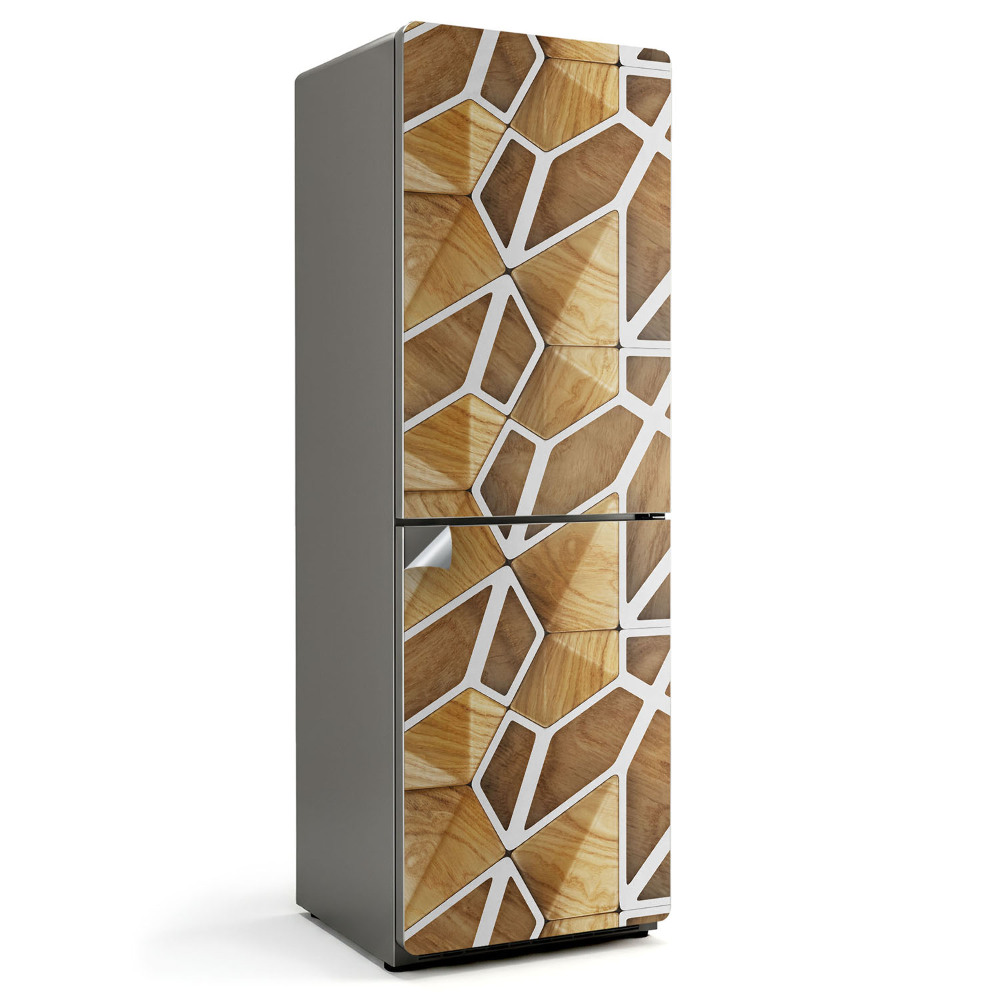 Nalepka na lodówkę Wzór geometryczny z drewna
