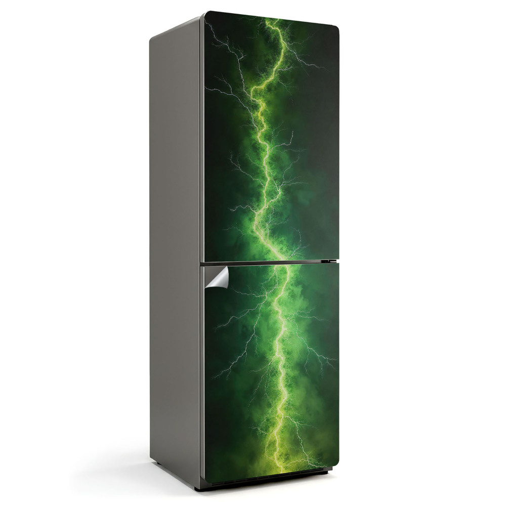 Naklejka na lodówkę Pionowa błyskawica w chmurach