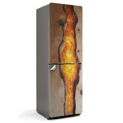 Okleina na lodówkę Naturalny wzór drewna z żywicą