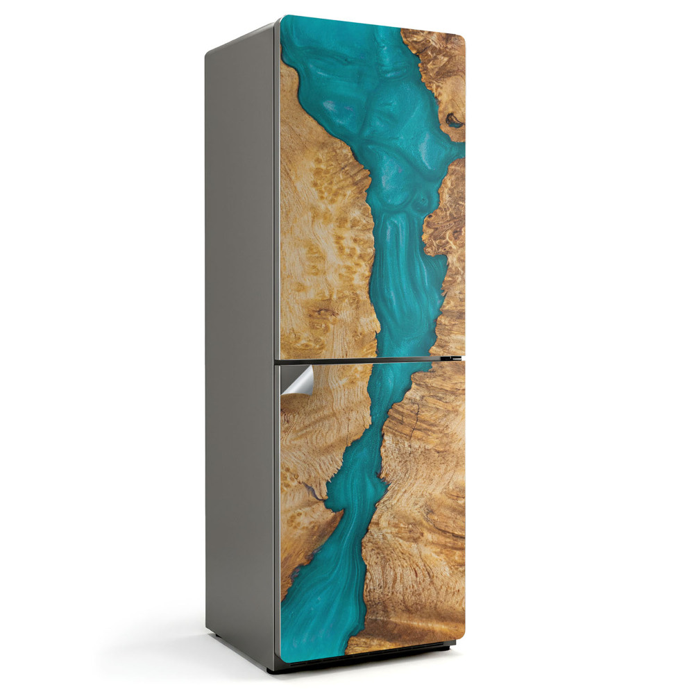 Okleina na lodówkę Naturalny wzór drewna z żywicą