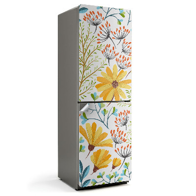 Okleina na lodówkę Kwiatowy wzór na białym tle