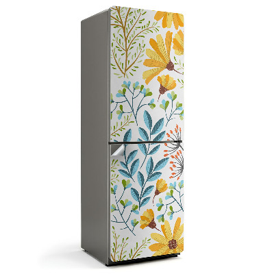 Naklejka na lodówkę Kwiatowy wzór z liśćmi