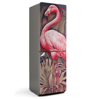 Naklejka na lodówkę Dostojny Flaming w tropikach