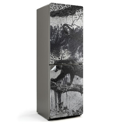 Naklejka na lodówkę Pantera na gałęzi