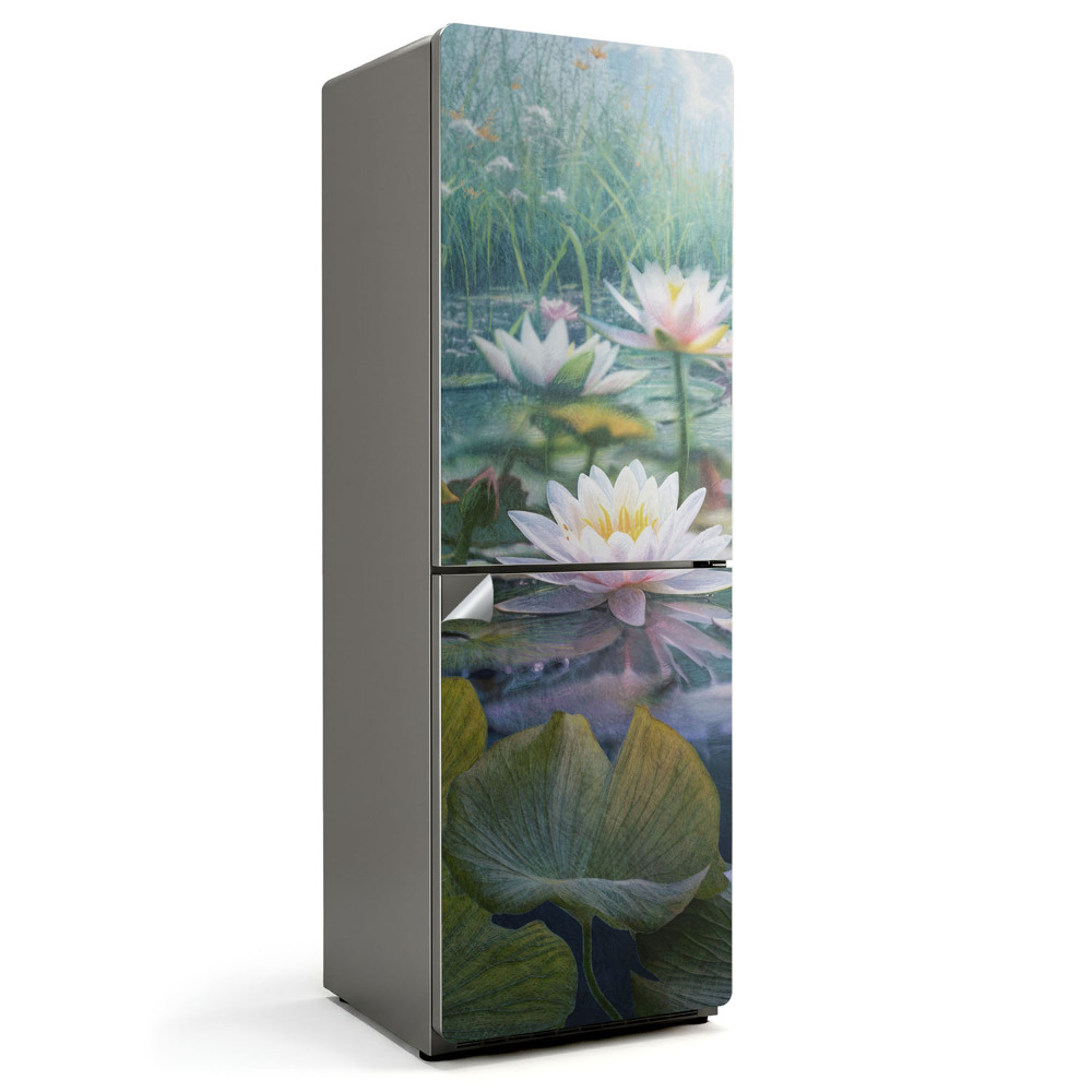 Nalepka na lodówkę Lilie na tafli jeziora