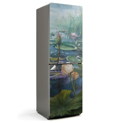 Naklejka na lodówkę Lilie na tafli jeziora