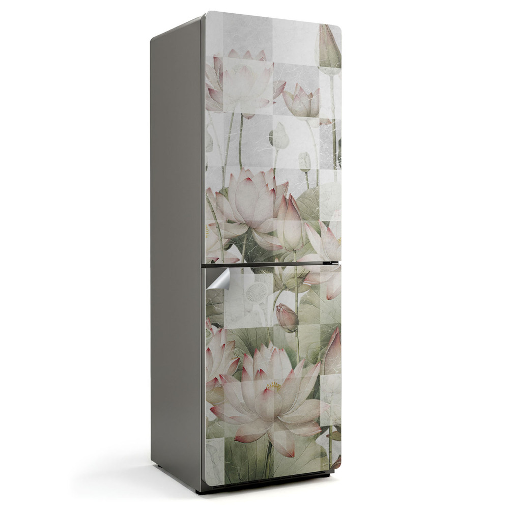 Okleina na lodówkę Lilie na szachownicy