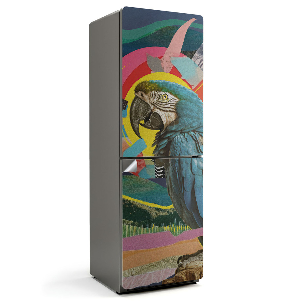 Okleina na lodówkę Papuga na tle abstrakcji