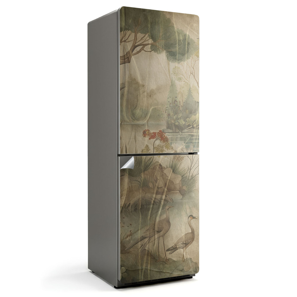 Nalepka na lodówkę Spokojny krajobraz z ptakami