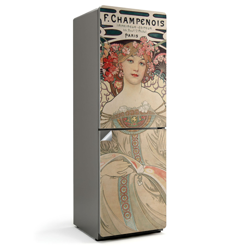 Naklejka na lodówkę Alfons Mucha portret kobiety