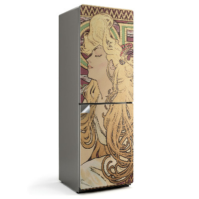 Naklejka na lodówkę Alfons Mucha portret kobiety
