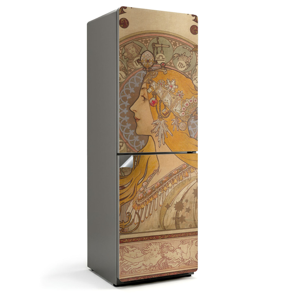 Naklejka na lodówkę Alfons Mucha portret kobiety