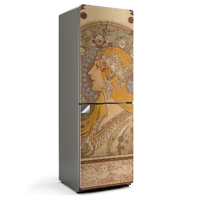 Naklejka na lodówkę Alfons Mucha portret kobiety