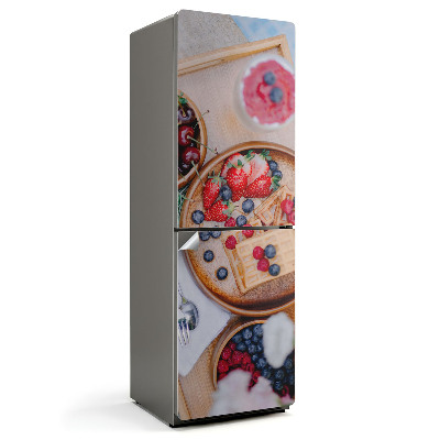 Okleina na lodówkę Deser z owocami i waflami