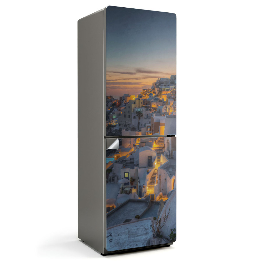 Nalepka na lodówkę Malowniczy widok Santorini