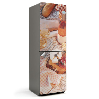 Naklejka na lodówkę Piknik z serem i winem