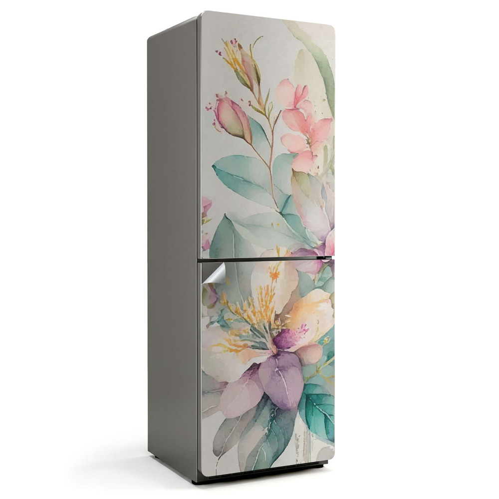 Okleina na lodówkę Kwiaty malowane akwarelą