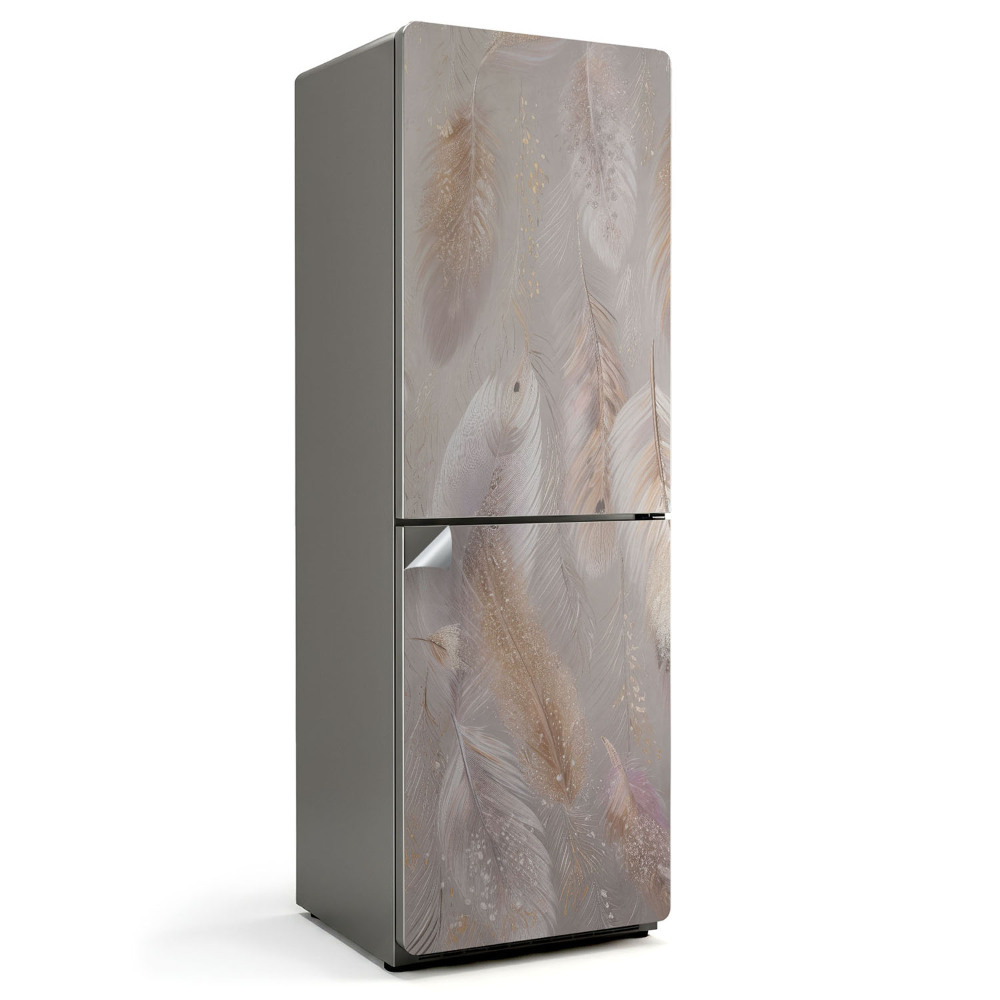 Naklejka na lodówkę Delikatne pióra na tle