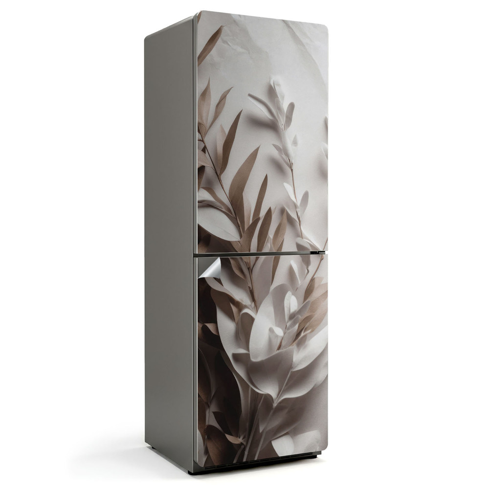 Naklejka na lodówkę Papierowe liście na tkaninie