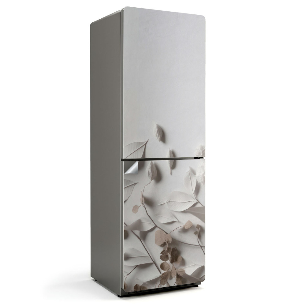 Okleina na lodówkę Delikatne liście i kwiaty