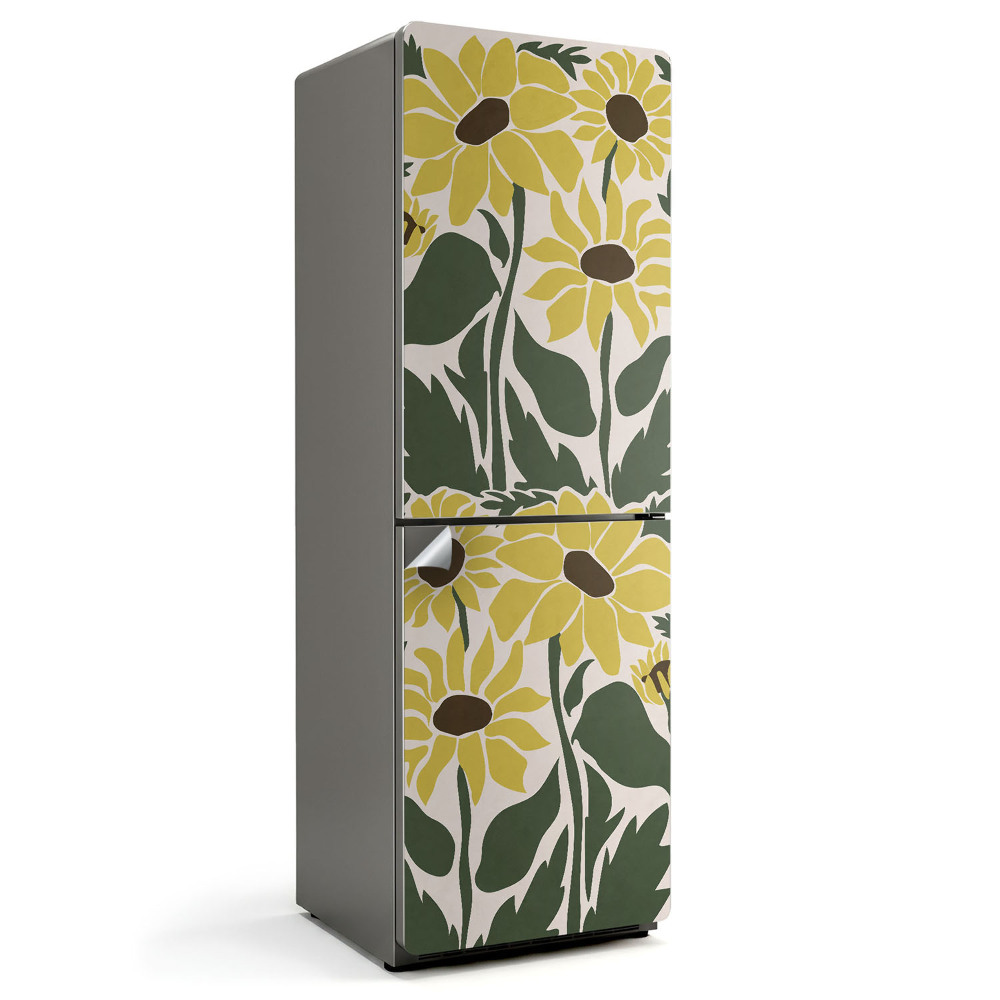 Nalepka na lodówkę Kwiatowy wzór z liśćmi