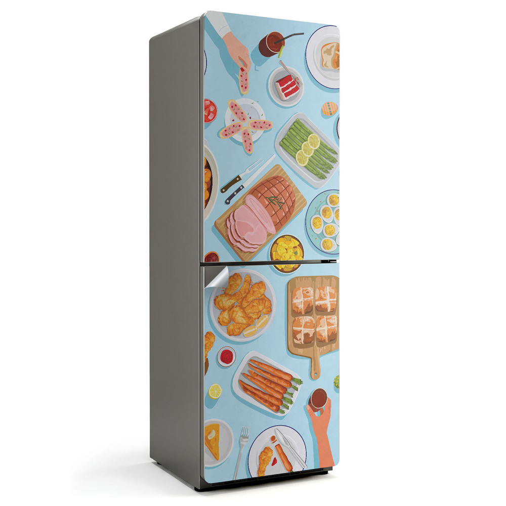 Okleina na lodówkę Ilustracja uczty na stole