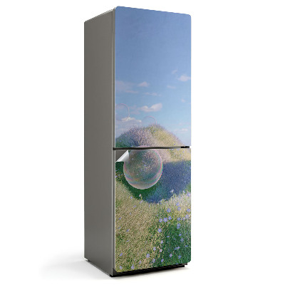 Nalepka na lodówkę Bańki mydlane na tle łąki