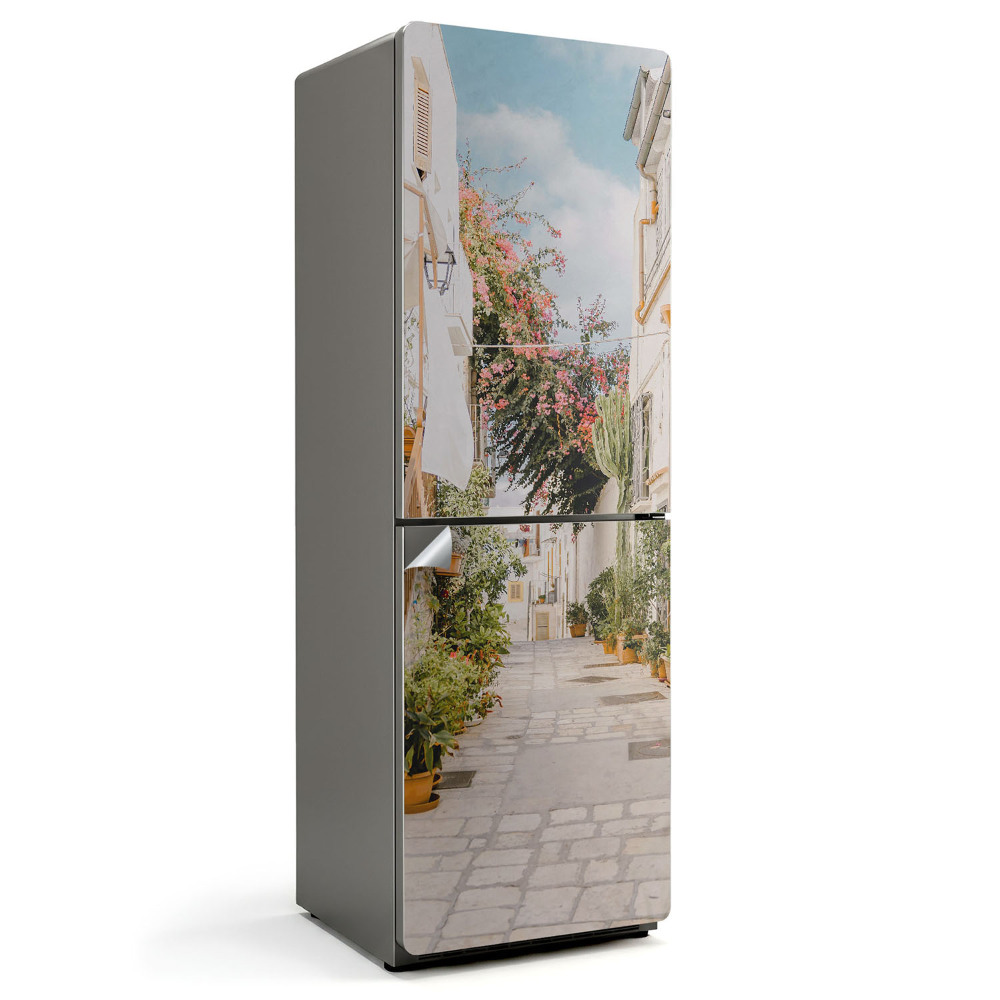 Nalepka na lodówkę Urokliwa uliczka z roślinami