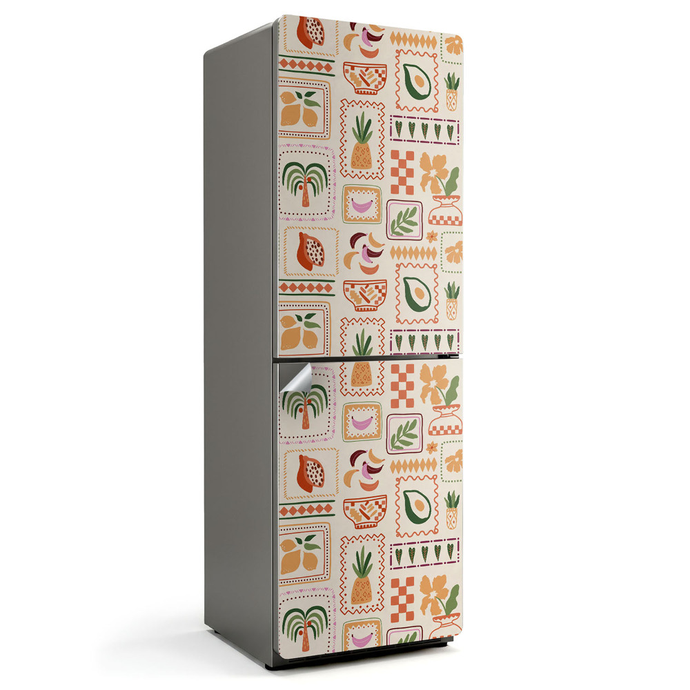 Naklejka na lodówkę Wzory roślinne i geometryczne