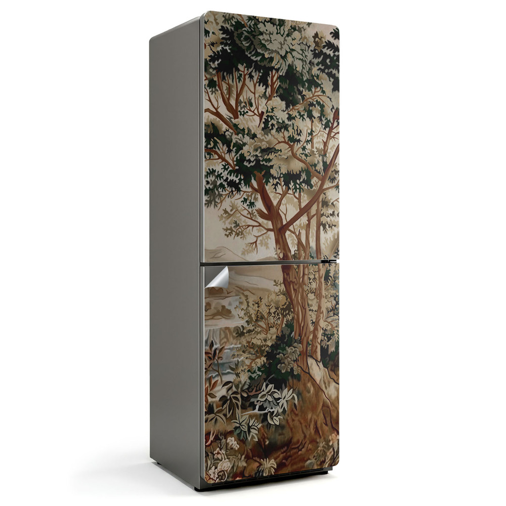 Okleina na lodówkę Naturalny pejzaż z drzewami