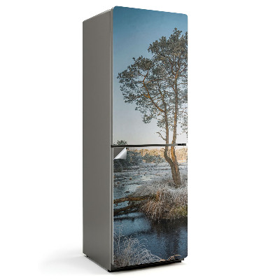 Okleina na lodówkę Zimowy krajobraz z drzewem