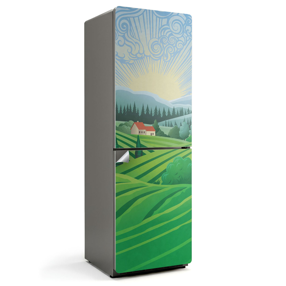 Nalepka na lodówkę Słoneczny krajobraz wiejski