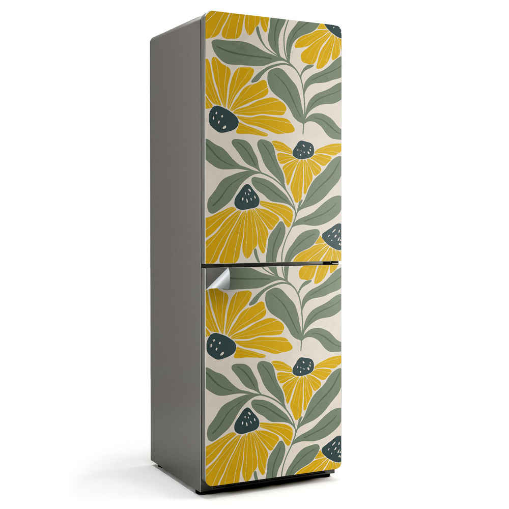 Nalepka na lodówkę Wzór z kwiatami i liśćmi