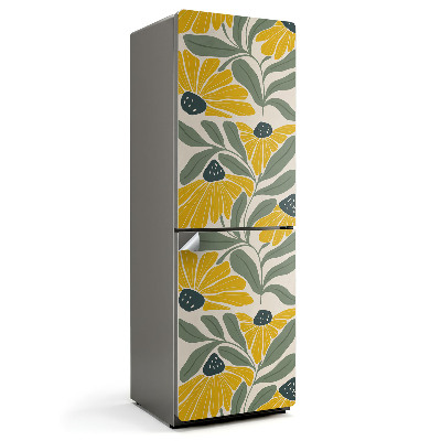 Nalepka na lodówkę Wzór z kwiatami i liśćmi