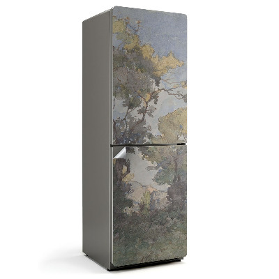 Naklejka na lodówkę Malarski pejzaż z drzewami