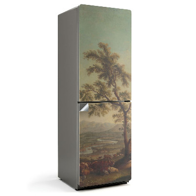 Okleina na lodówkę Wiejski krajobraz z drzewem