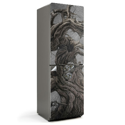 Okleina na lodówkę Sowy w dziupli drzewa