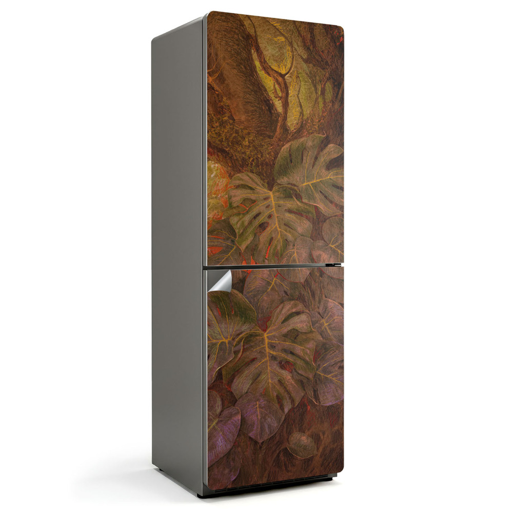 Nalepka na lodówkę Tropikalne liście w zbliżeniu